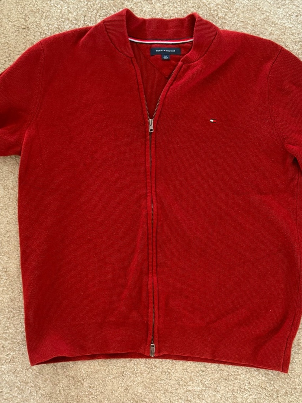 Tommy Hilfiger Red Full-Zip Knit Jacket